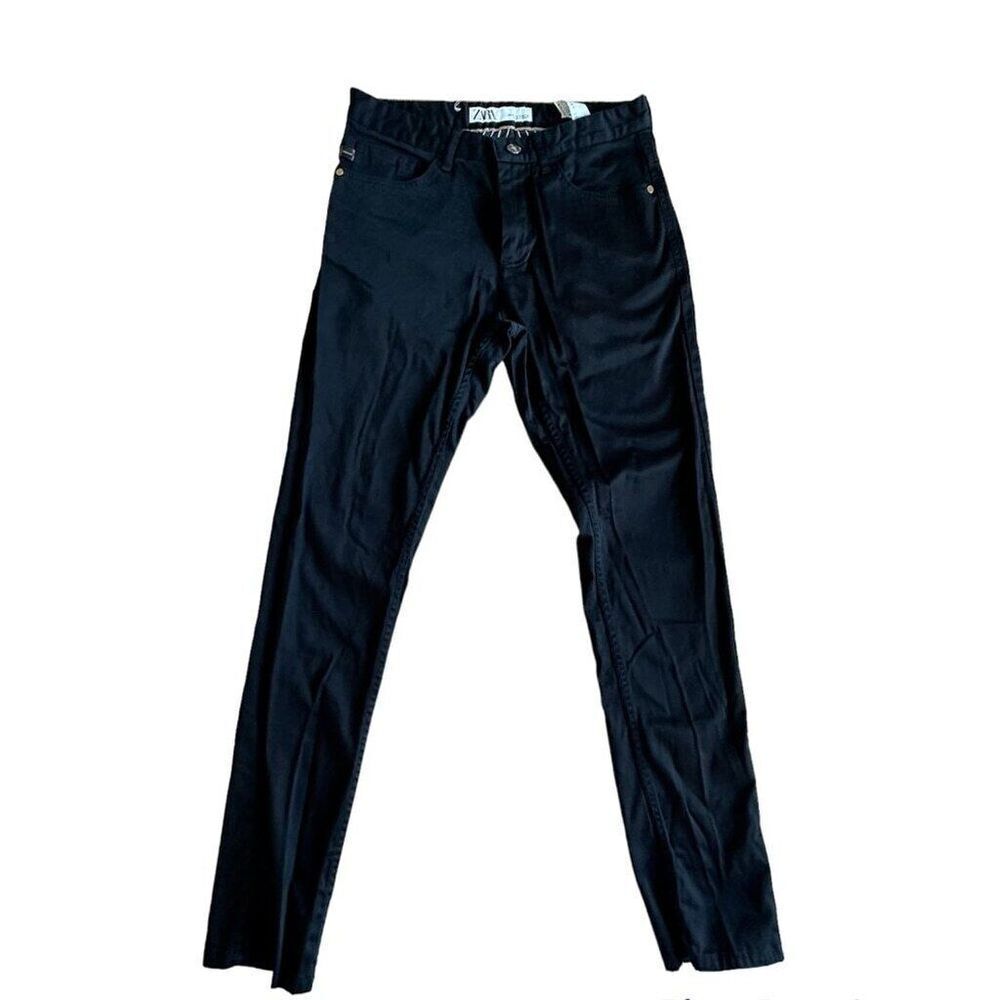 Worn once! Zara skinny fit Black cotton blend 5 pockets pants Men size 30